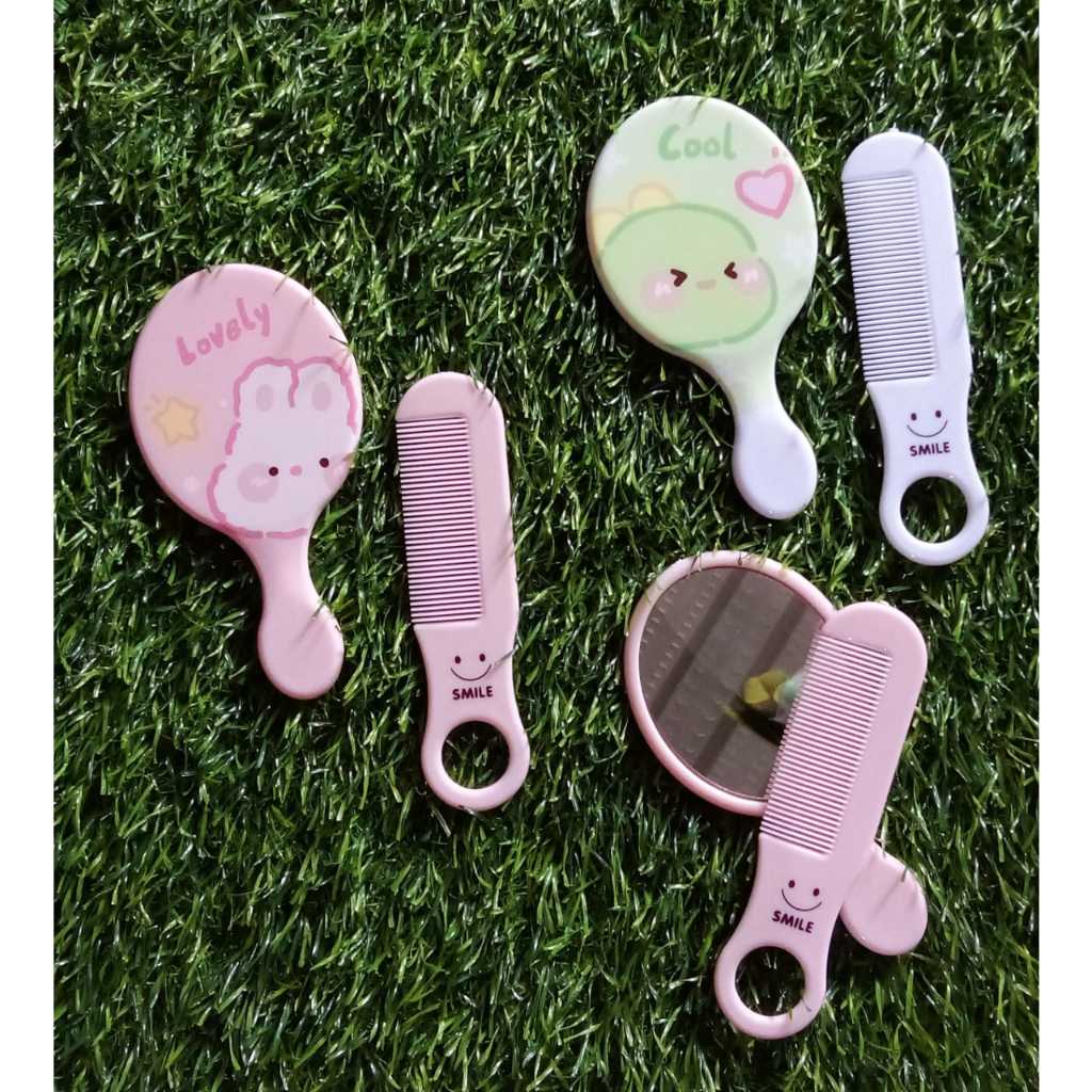 Kaca + Sisir Gagang Oval / Kaca + Sisir Karakter