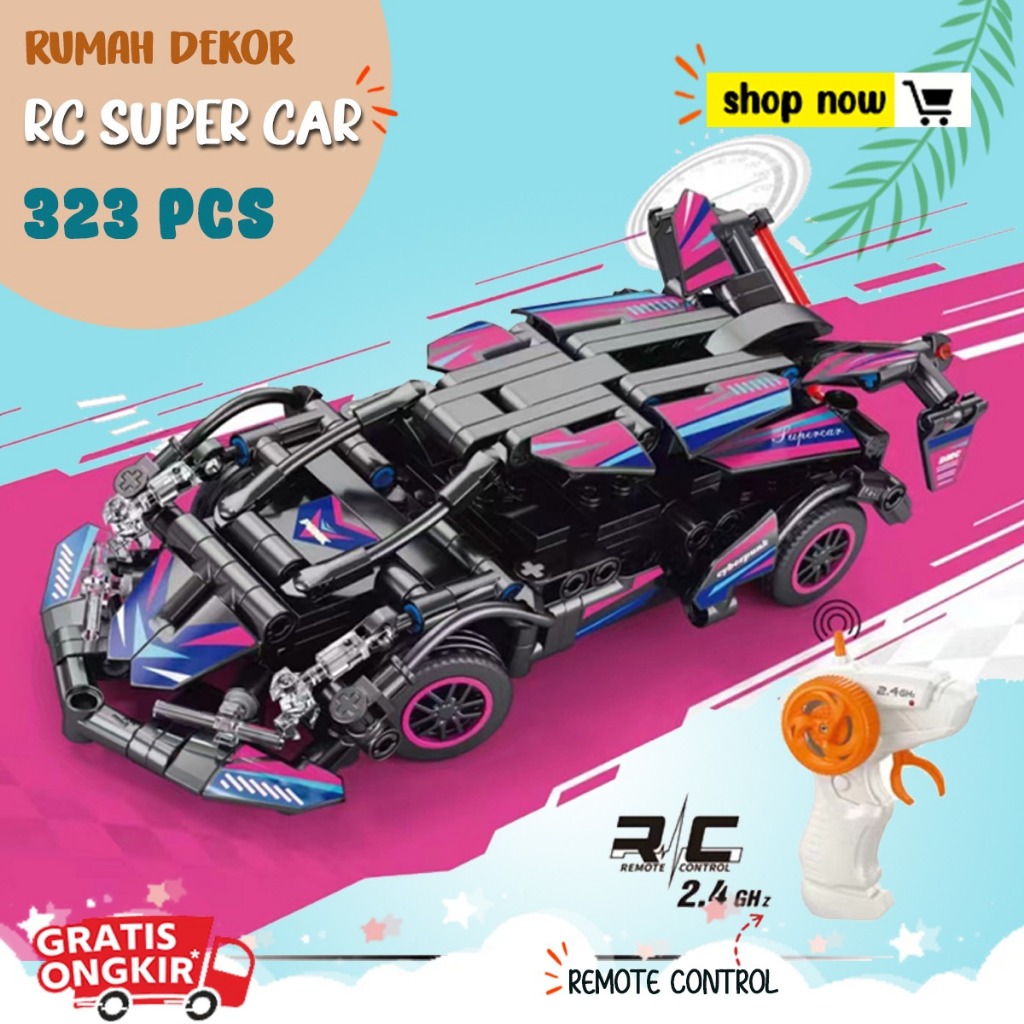 Mainan Anak Mobil RC Super Car Blok Lego Kekinian Cocok Untuk Hadiah Kado Anak