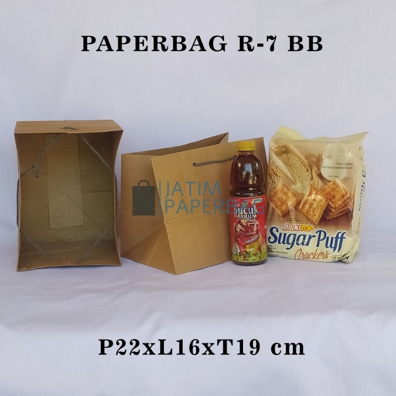 

Paper bag R7 BB Polos Coklat Uk 22x16x19 Tas Kado Pernikahan / Asul Asul / Hajatan