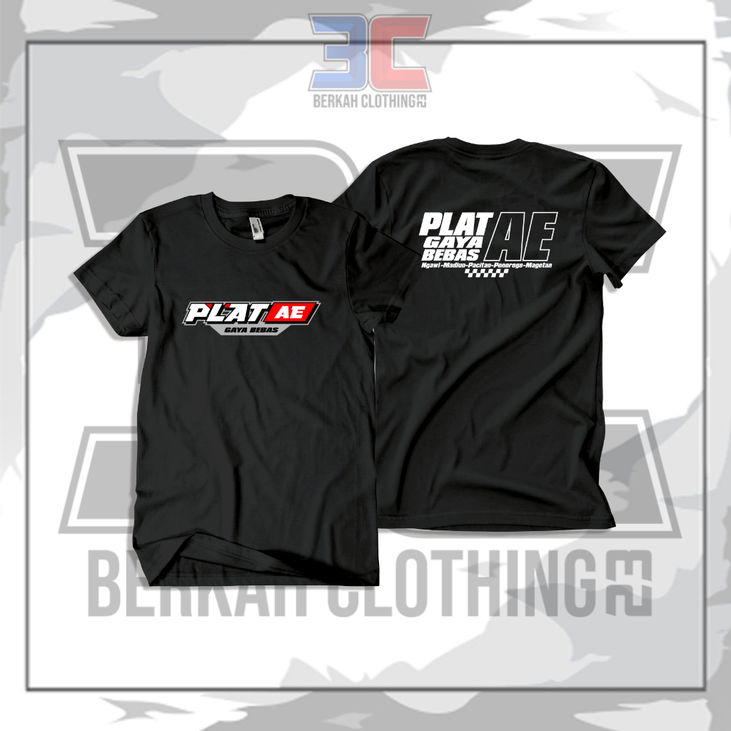 Kaos T-Shirt Plat AE Gaya Bebas Ngawi-Madiun-Pacitan-Ponorogo-Magetan