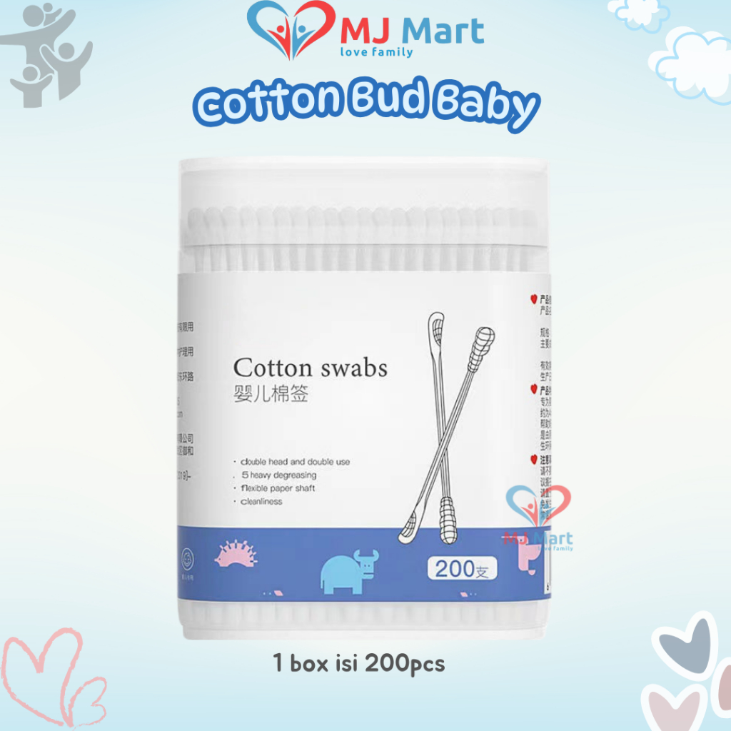 Baby Cotton Buds / Cotton Bud Spiral / Cotton Bud Sendok Isi 200 Pembersih Telinga / Kuping Baby Cot