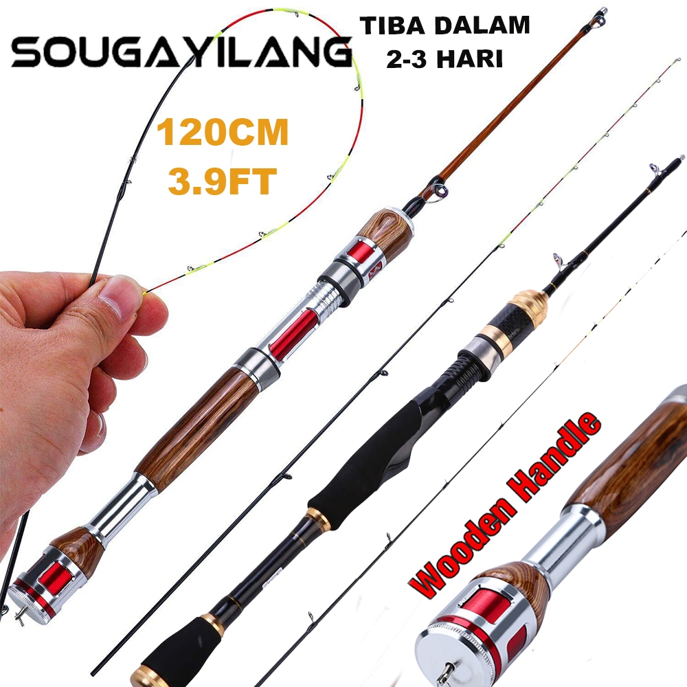 Sougayilang 120cm/3.6ft Joran Pncing 1225lb Serat Carbon 2 Bagian Memancing Udang Joran