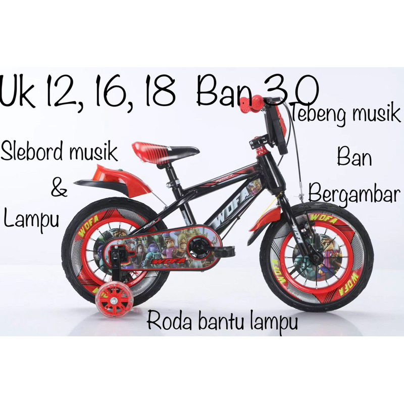 SEPEDA ANAK BMX WOFA - TANGO ban 3.0 ( besar) UK 12 16 18