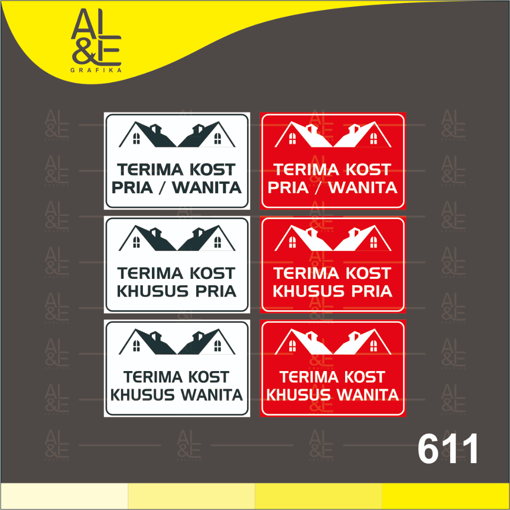 

611- Stiker Terima Kost Pria dan Wanita, Sticker Vinyl, Premium, Tahan Air