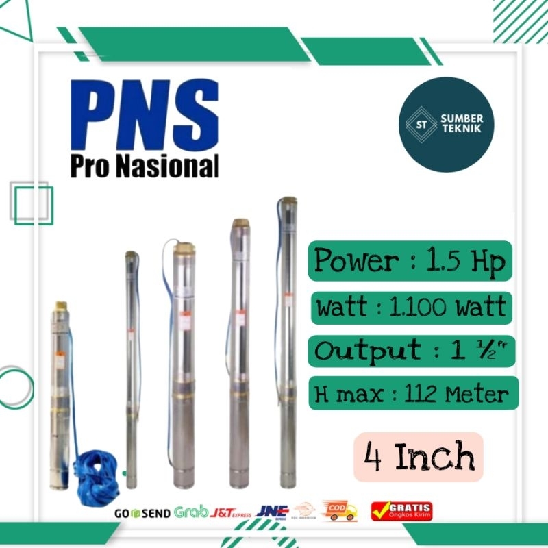 PNS PRO NASIONAL Pompa Air Celup Satelit Submersible 4 Inch 1.5HP  1 1/2 HP (Pompa+ Control Box)