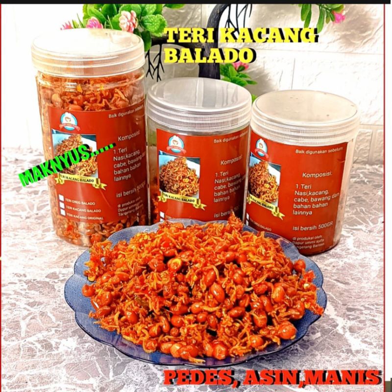 

Teri Kacang Balado daun jeruk pedas asin manis Gurih Lezat Home made Berat 500Gram