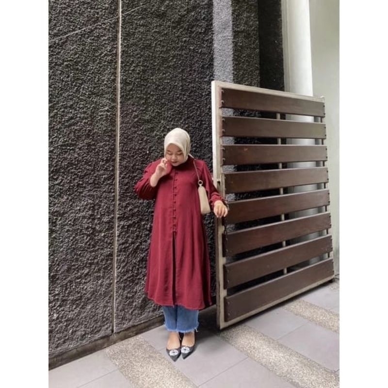 Inara - Midi Dress - Midi Dress Muslim Polos - Tunik Wanita Muslim - long Tunik Terbaru