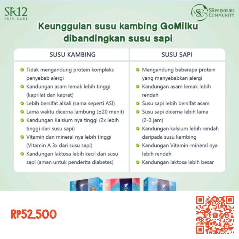 

Susu GO MILKU SR12 / SUSU ETAWA KUALITAS PREMIUM / GO MILK SUSU BUBUK TANPA GULA