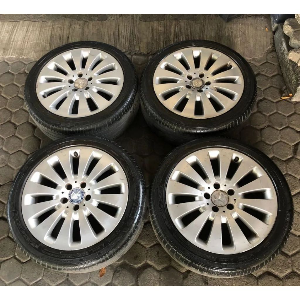 VELG MOBIL BEKAS COPOTAN MERCY RING 17X7 LUBANG 5X112 BAN BONUS MICHELIN