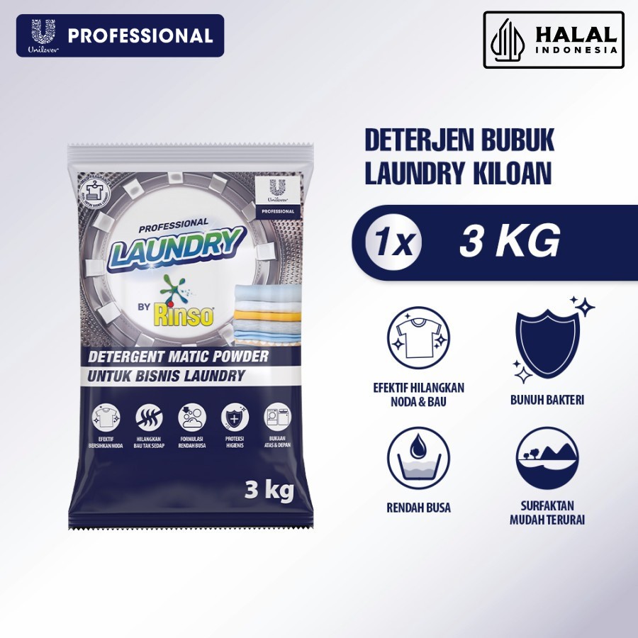 Rinso Professional Detergen Laundry Kiloan Bubuk 3 Kg