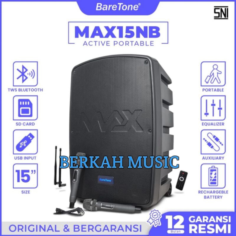 Baretone Speaker Portabel Max15nb original Speaker 15inch