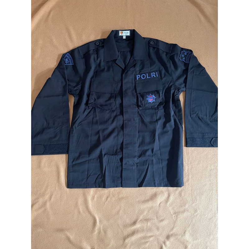 Baju saja PDL Hitam Tactikal jatah Brimob Polri  bahan Halus