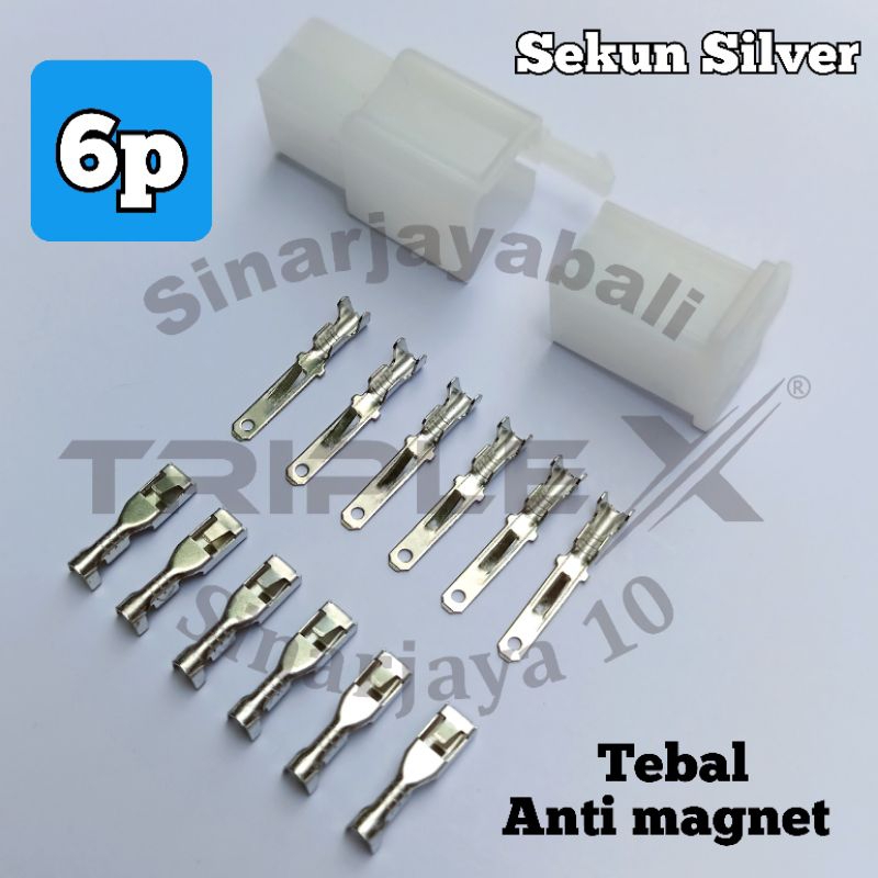 soket kabel motor 6p terminal silver kecil socket kecil konektor 6pin connector soketan 6 pin silver