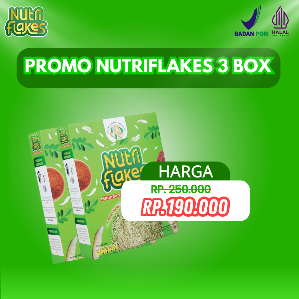

Paket 2 Box Nutriflakes Sereal Umbi Garut Solusi Asam Lambung
