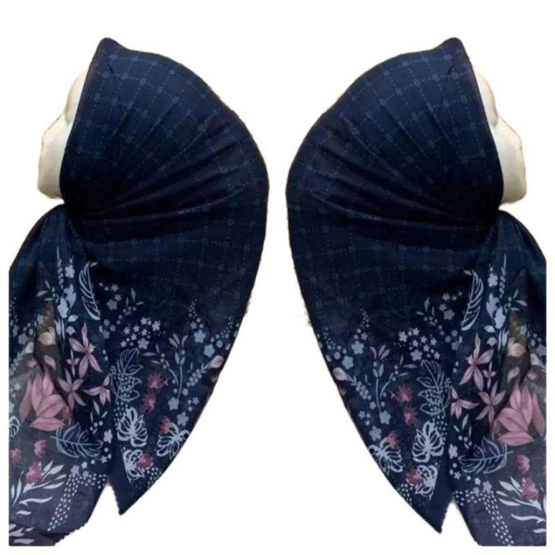 Jilbab Voal Motif Premium Navy