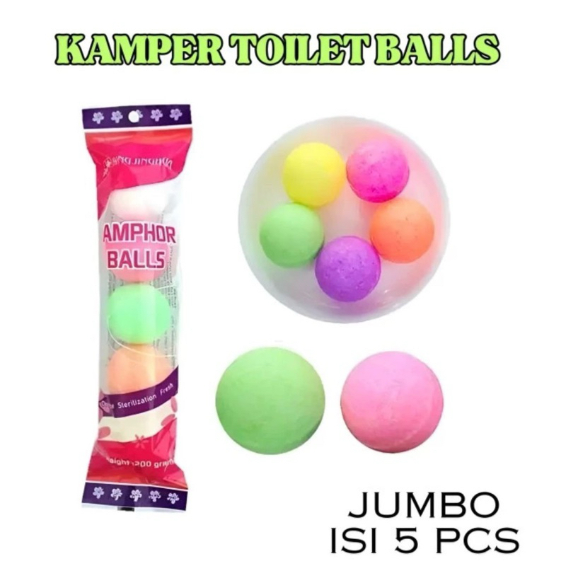 Kamper Toilet Ball isi 5 Kapur Warna Warni Anti Ngengat Pengharum Ruangan Kamar Mandi