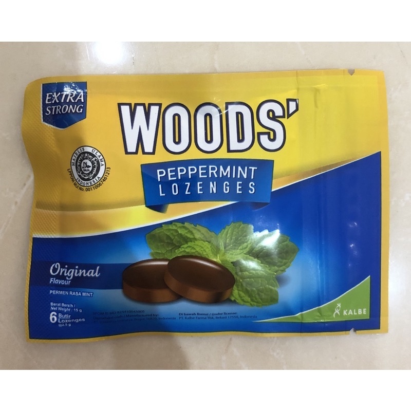 

Woods Permen Peppermint Lozenges Original Biru isi 6 Butir - Permen pelega tenggorokan