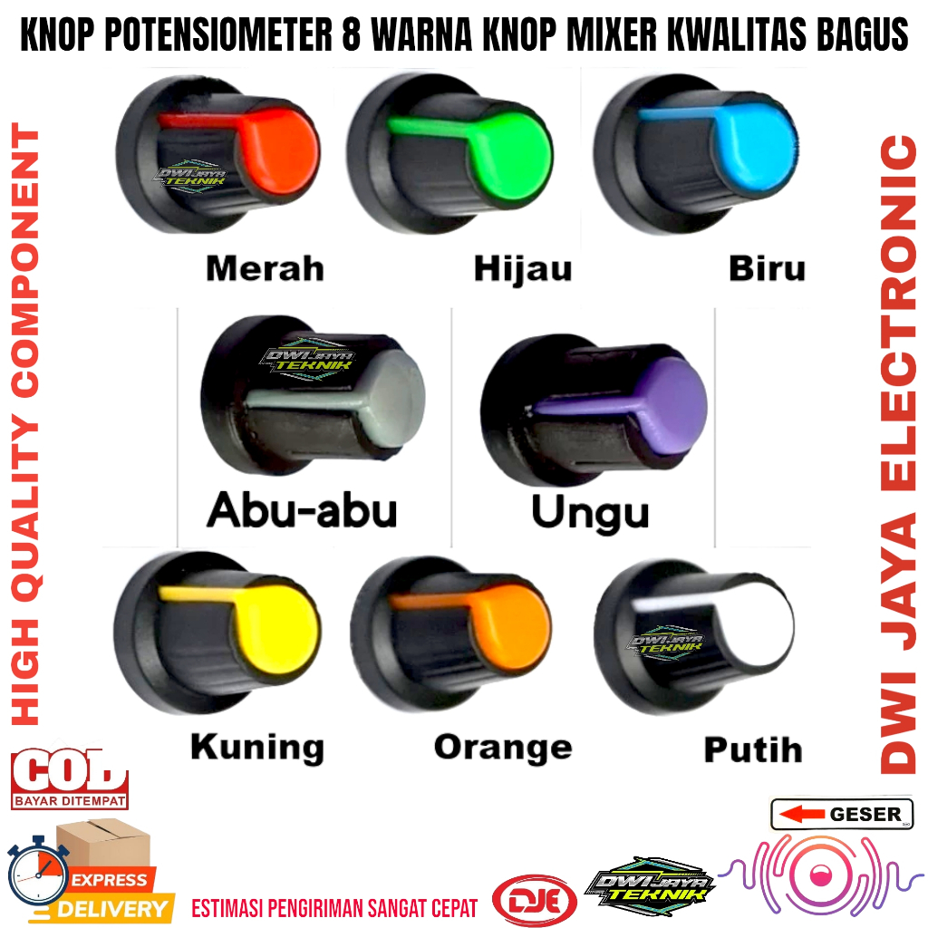Knop Potensiometer 8 Warna / Kenop Potensio Mixer Kualitas Bagus