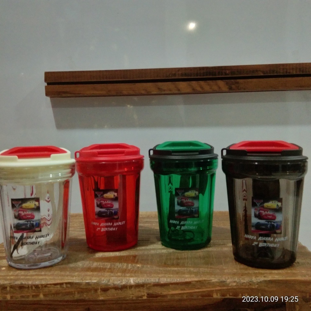 Mug Custom Print UV DTF Gelas Minum Travel Coffee Cup Tumbler Plastik 350ml BM221