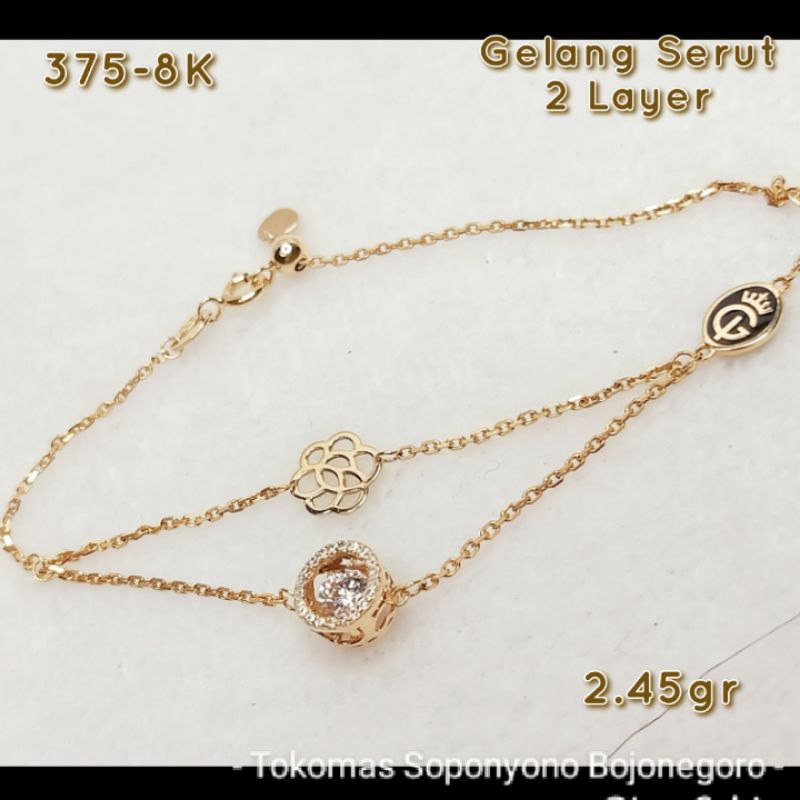 GELANG IGUN 2 LAYER MODEL BULAT-BUNGA, KADAR 375-8K