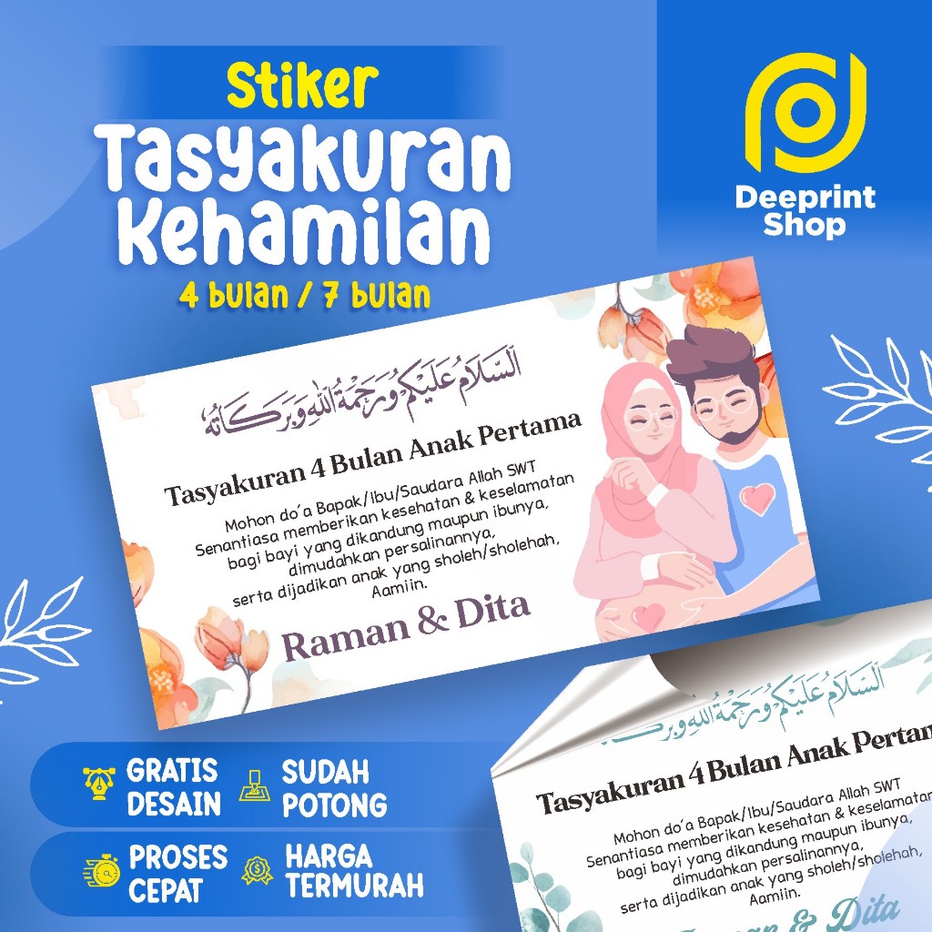 

Stiker Tasyakuran kehamilan 4bulan / 7 Bulan Ukuran Besar Murah Tempel Box Nasi Tinggal Tempel