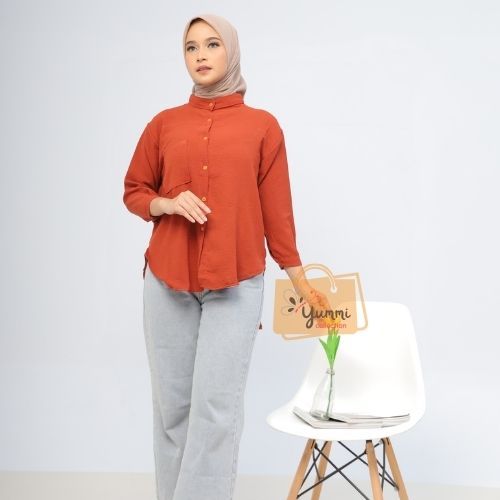 Kemeja Crinkle Airflow Premium Kemeja Wanita Crinkle Airflow Lengan Panjang.