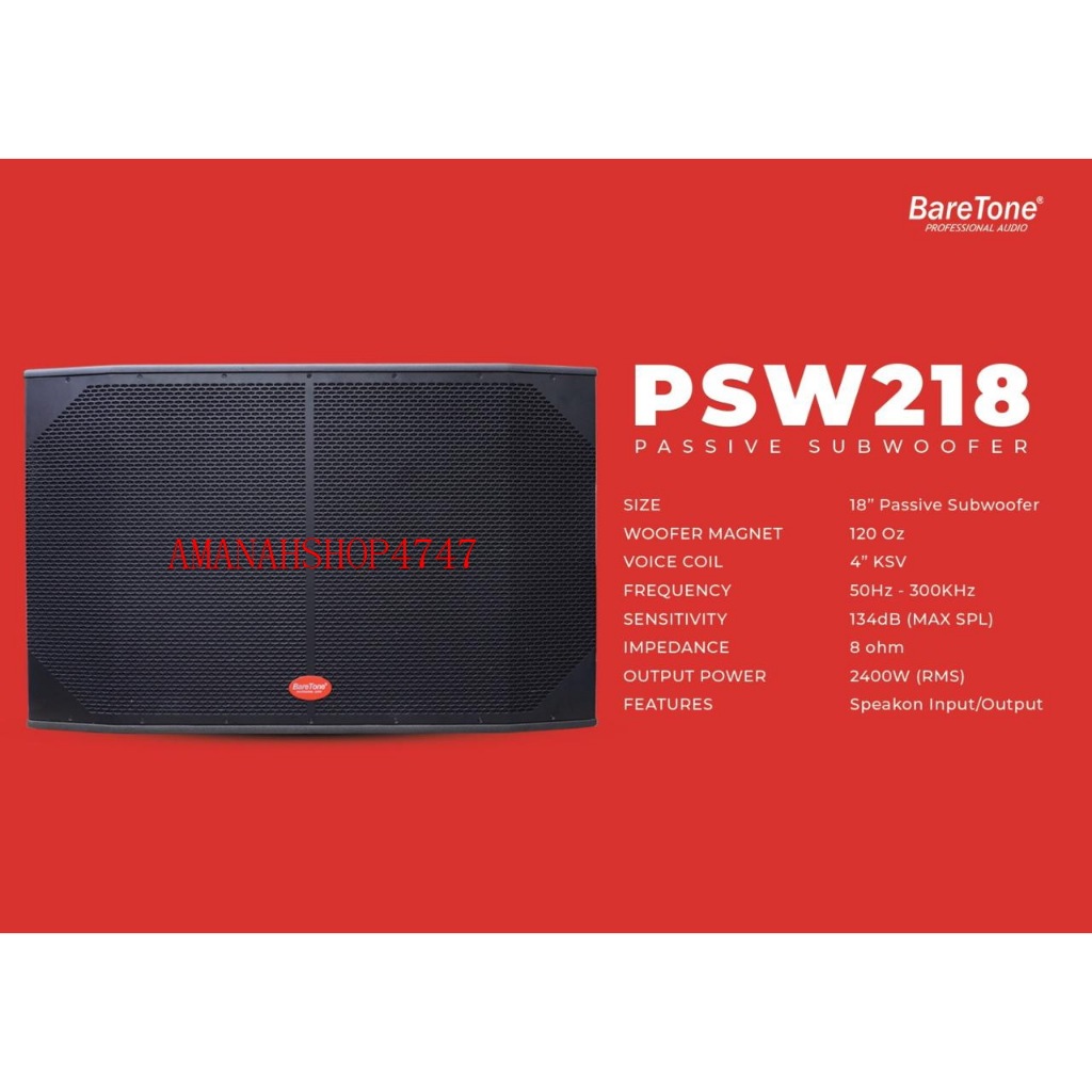 SUBWOOFER PASIF 18 INCH  BARETONE PSW 218 PSW218 ORIGINAL