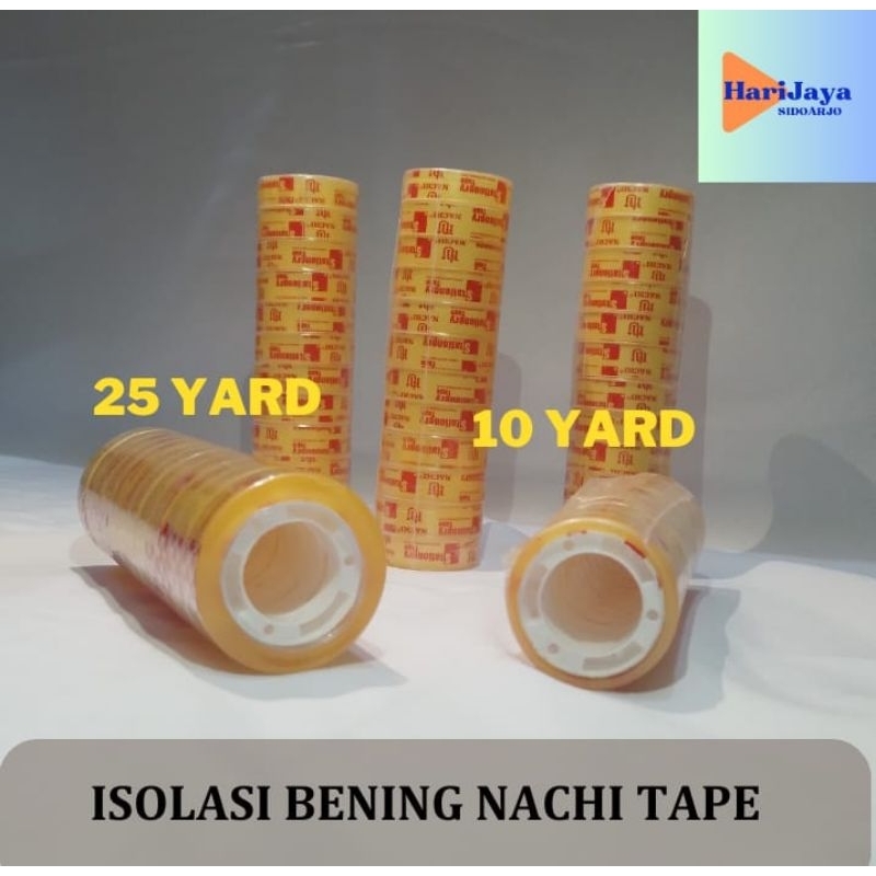 

[HARI JAYA] 1 Slop 12 Pcs Isolasi Nachi Tape ½×10 Yard dan ½×25 Yard Solasi Nachi Bening Solasi Nachi Kecil