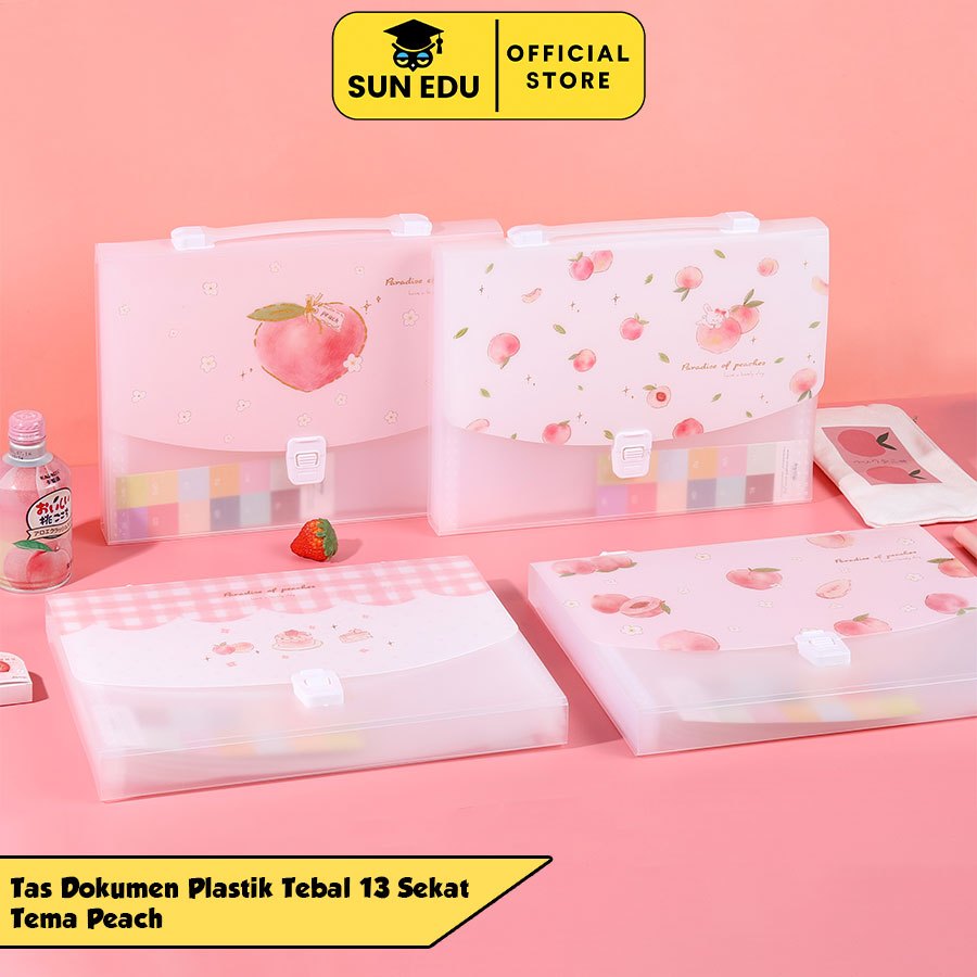 

Tas dokumen A4/ Document keeper map file/ Clear holder A4 13 sekat motif peach