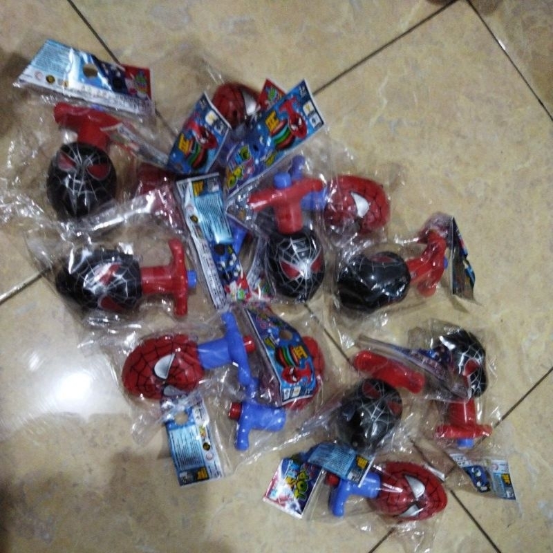 oketoys mainan gasing lampu spiderman gasing bola gasing doraemon