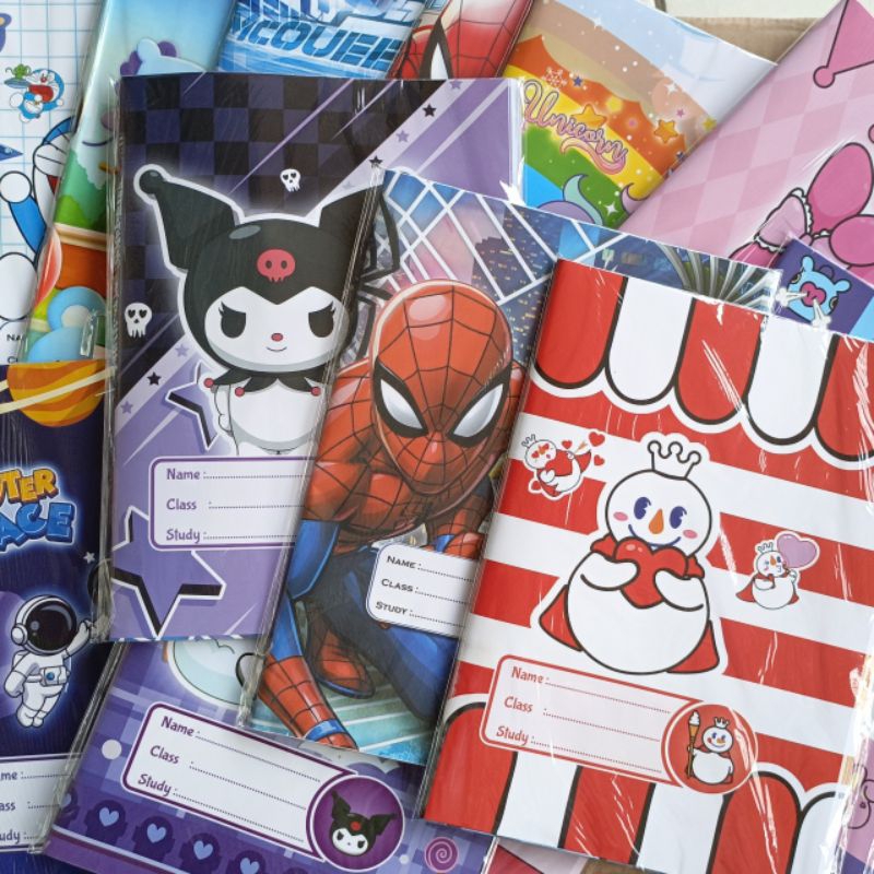 

Sampul buku tulis Kwarto gambar karakter anak Sanrio Kuromi Spiderman Cars Mixue Doraemon Astronot