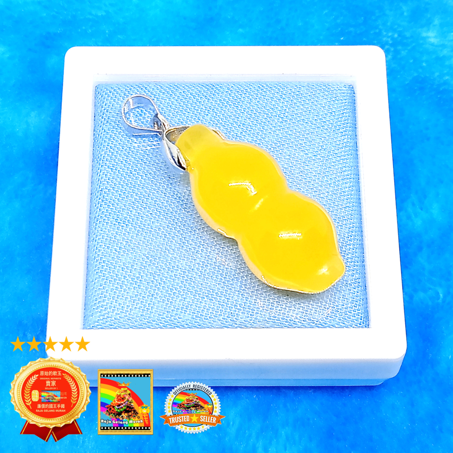 Liontin batu Giok Tiongkok model labu Kuning