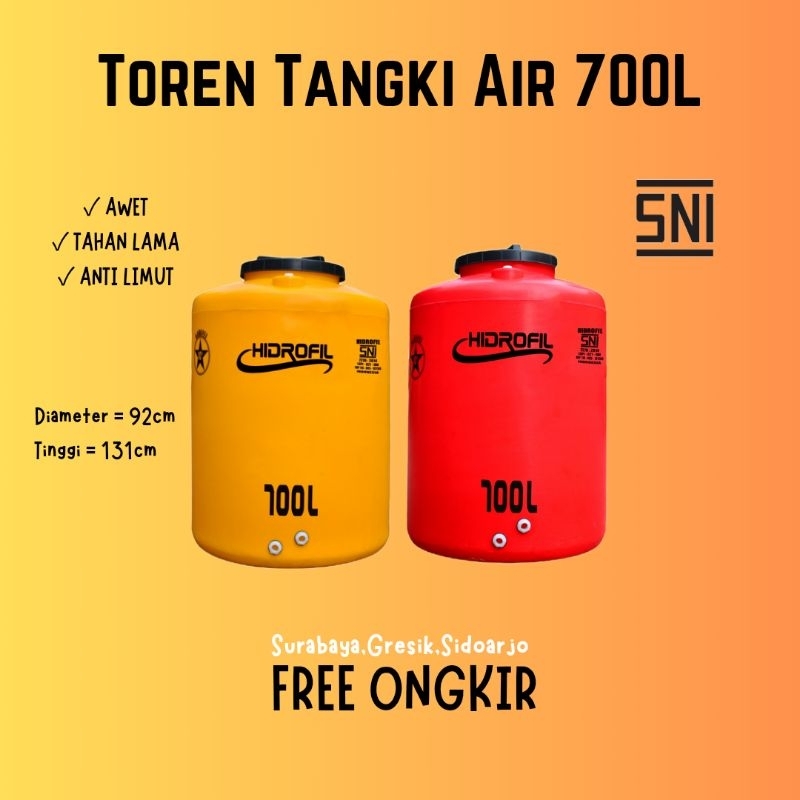 Tangki Tandon Toren Air Murah 700 liter Hidrofil