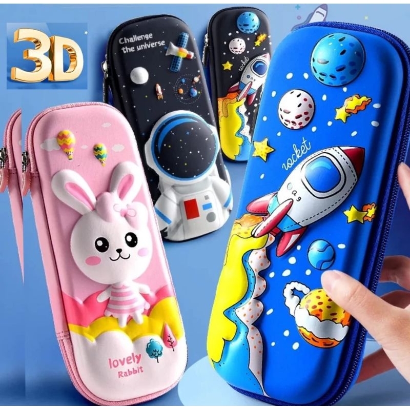 

Tempat Pensil resleting 3D Motif timbul
