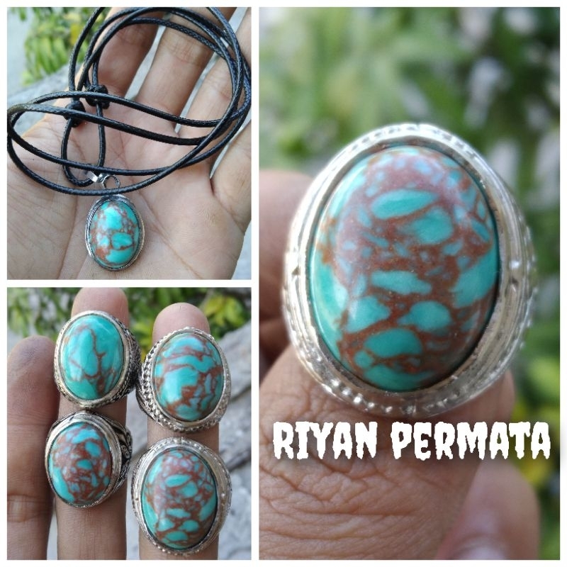 Cincin batu pirus urat merah