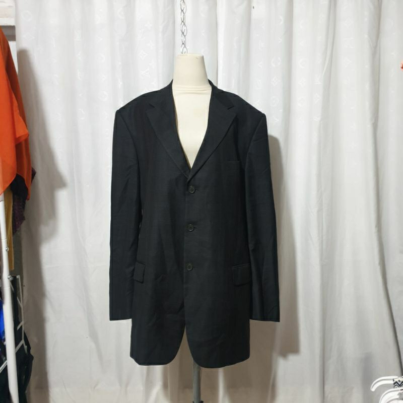 Blazer jas pria jumbo hitam agak abu marks & spencer