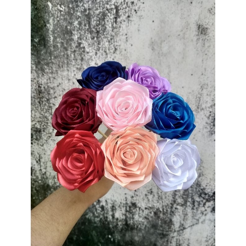 Bunga Mawar Satin Tangkai 6cm