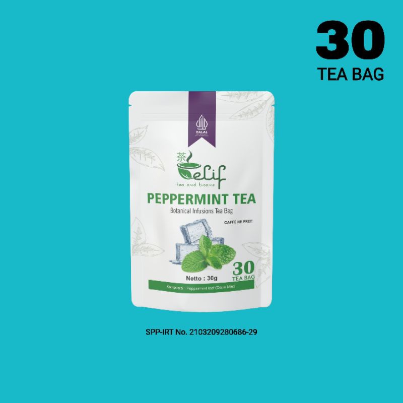 

ELIF TEA AND TISANE Peppermint Tea | Teh Daun Mint | Batuk Pilek Sakit Tenggorokan | 30 Tea Bag
