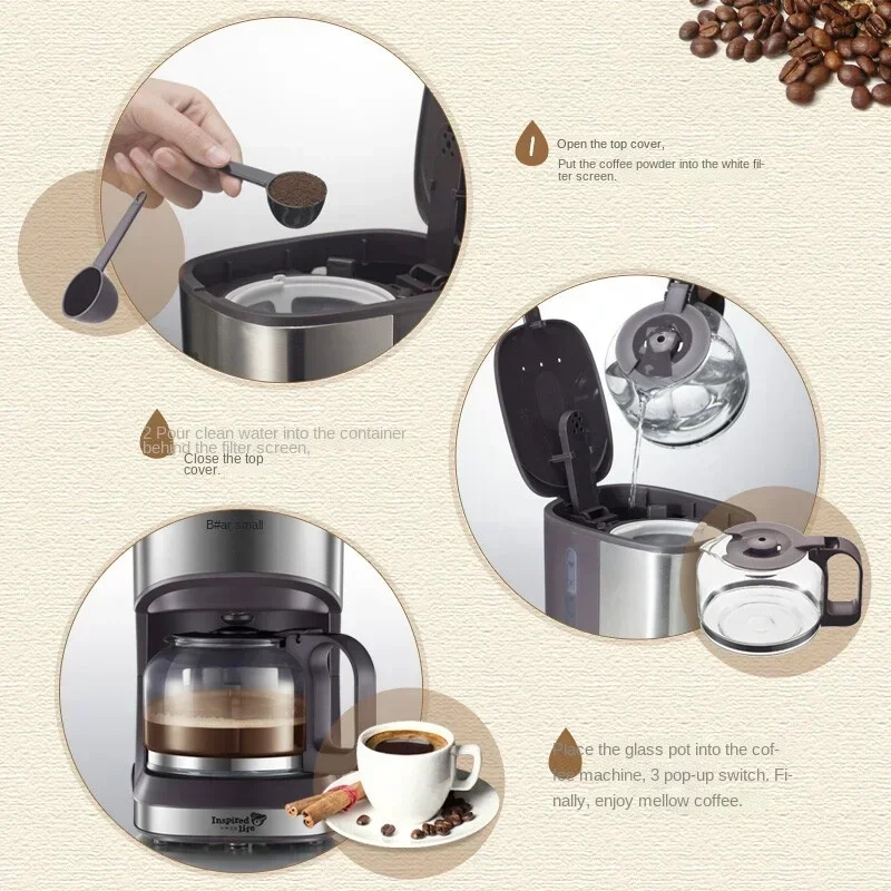 Coffee Machine American Drip 550w Coffee Maker Machine Heat Bear A07