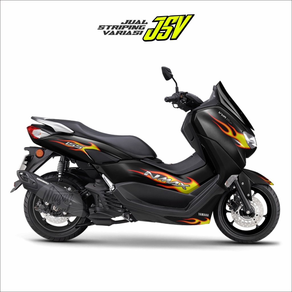 Striping NMAX FLAME Variasi Tranparant UV dengan Tinta Putih Stiker YAMAHA NMAX New API