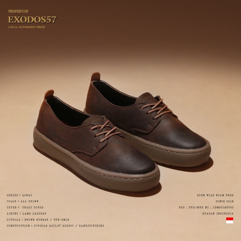 Sepatu Sneakers Kulit Pria Exodos57 - Lowly All Brown