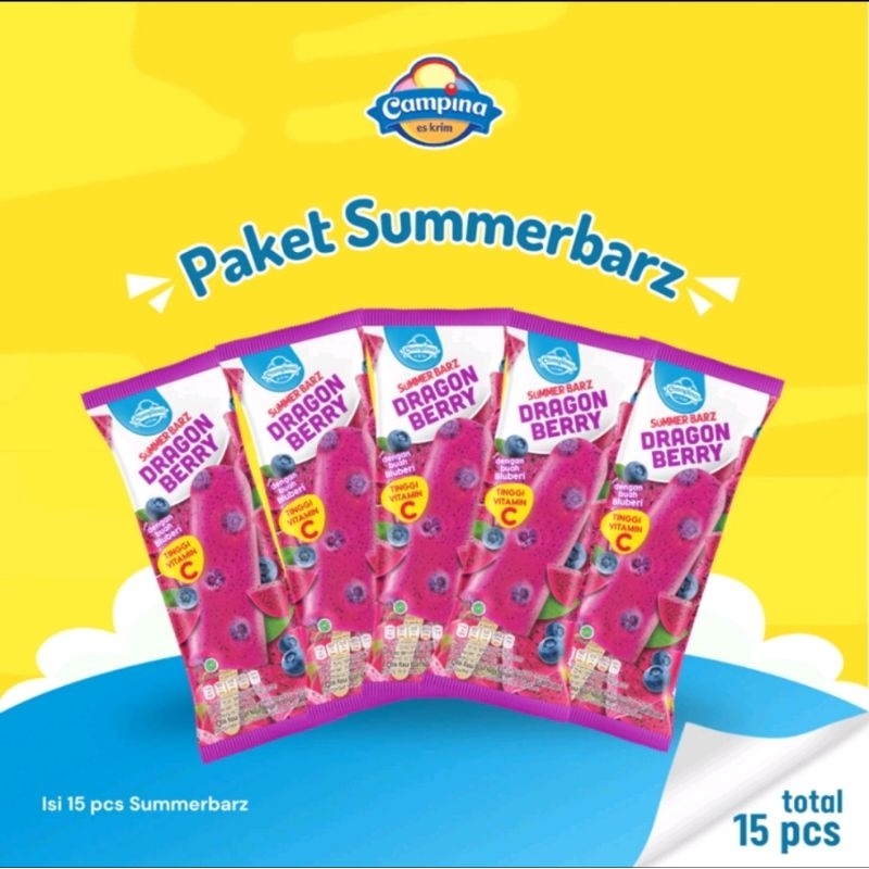 

Campina Ice Cream Summer Barz Dragon Berry isi 15 pcs