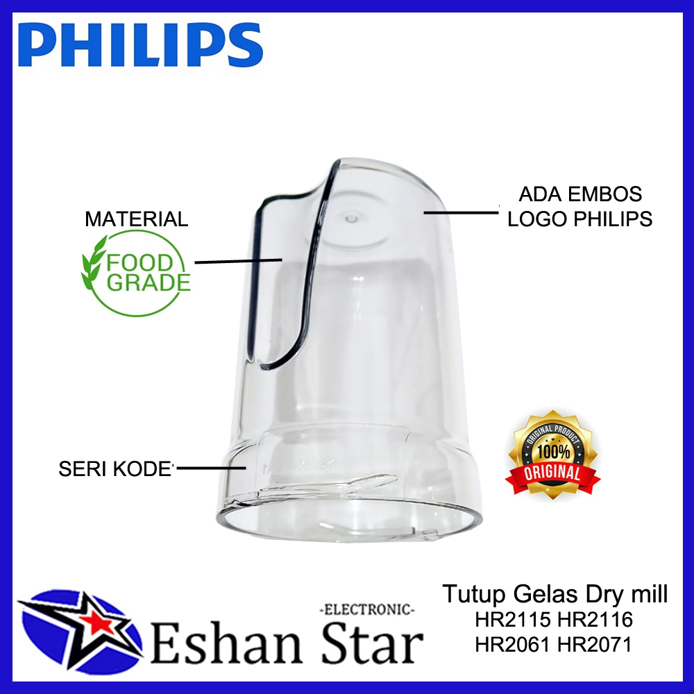 Philips Tutup Gelas Bumbu Drymill Blender HR2115 HR2116 HR2061 HR2071 Ori