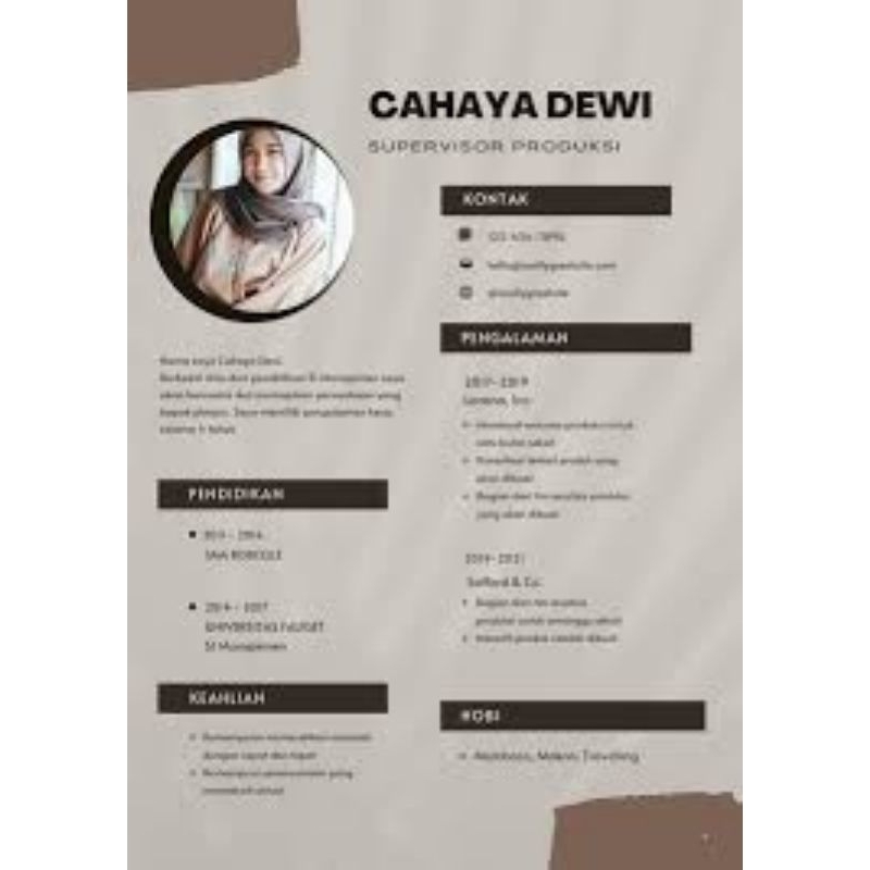 

Daftar Riwayat Hidup Lamaran Kerja
