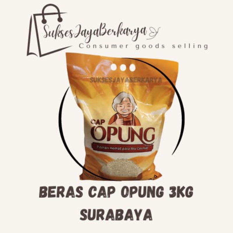 Beras Pulen Cap Opung 3kg/ Beras Opung 3kg Surabaya/ Beras Premium/ Beras Surabaya
