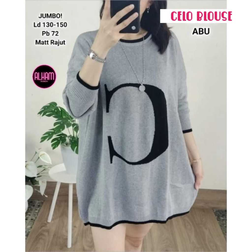 BLOUSE RAJUT WANITA LENGAN PANJANG JUMBO LD 130 SIZE XXXL TERBARU PAKAIAN WANITA BAJU ATASAN OVERSIZ