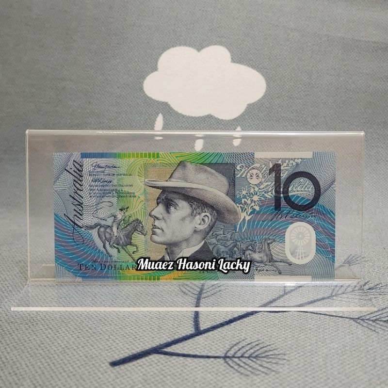 Akrilik Tempat Uang Pajangan Hiasan Australia 10 Dolar Old Series Polymer