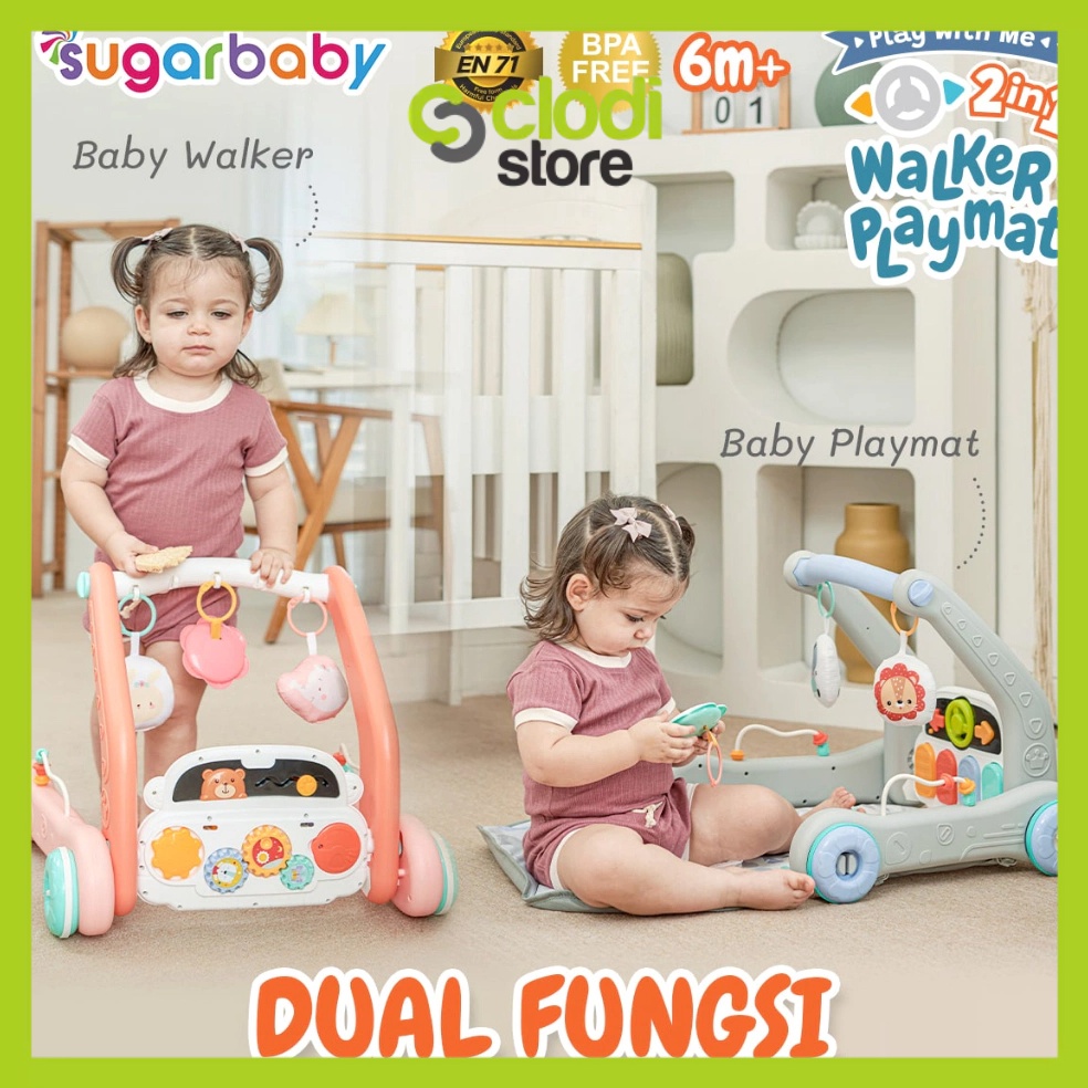Terbaik Sugar baby Play with Me 2in1 Baby WalkerPlaymat Push Walker Sugarbaby Walker Playmat