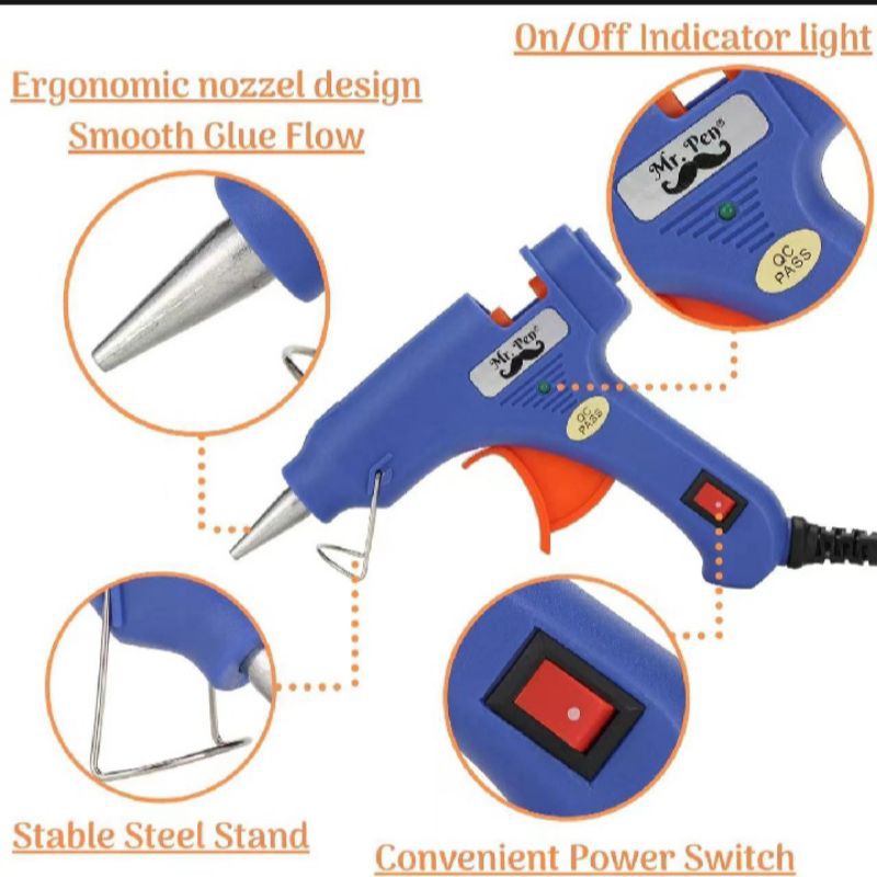 PISTOL LEM TEMBAK ON OFF GLUE GUN 20 WATT FREE STEKER