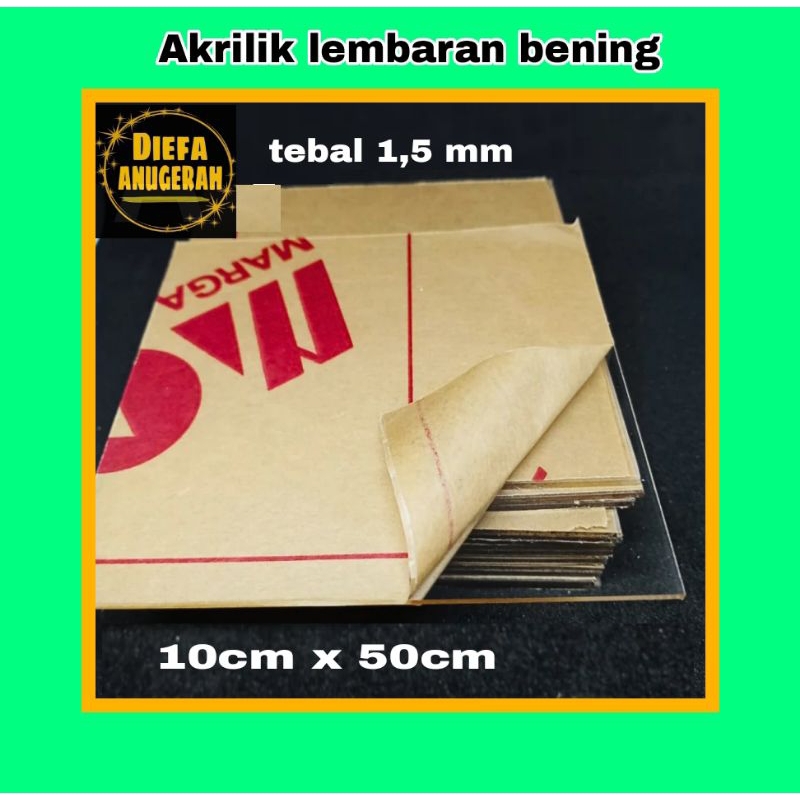 Akrilik lembaran bening 1,5mm/Akrilik bening ukuran 10x50